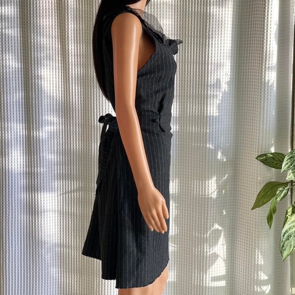 Vintage Y2K NWT Krista Larson Dress Gray Pinstripe Wool Blend‎ Academia One Size - Picture 3 of 7